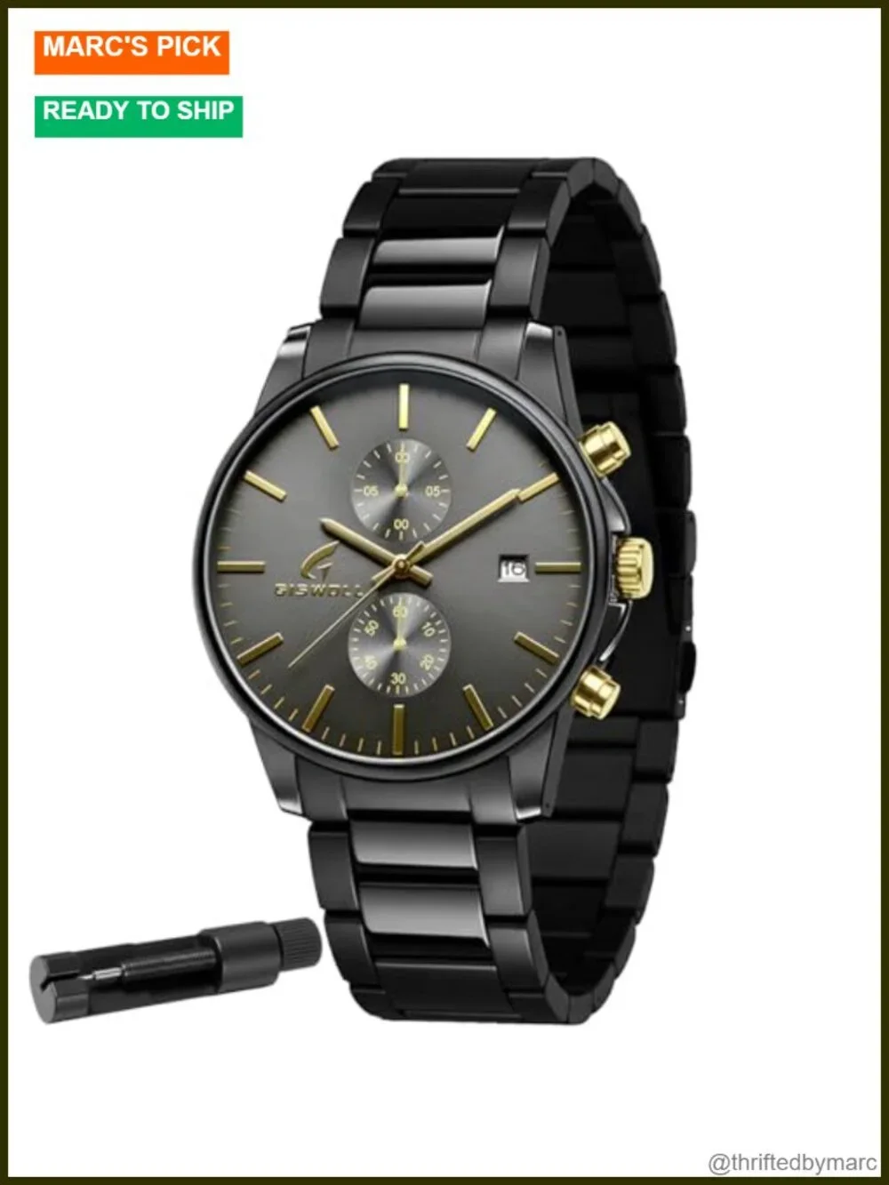 Stainless Steel Chronograph Quartz Wrist Watch - Water Resistant Luminous